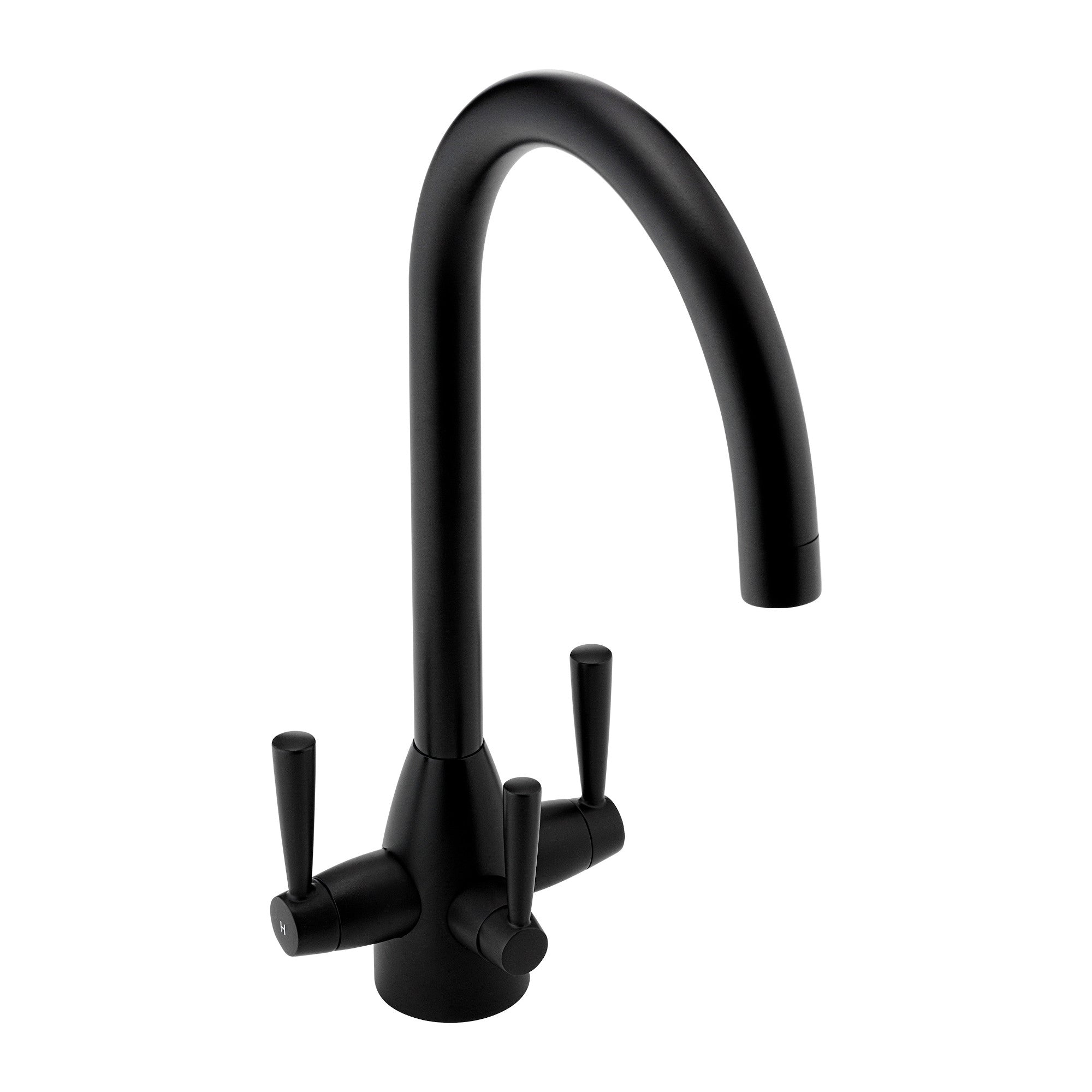 Torino modern filter tap with twin levers - black